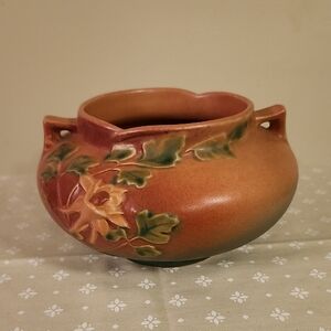Roseville Pottery Planter Coral Pink Columbine